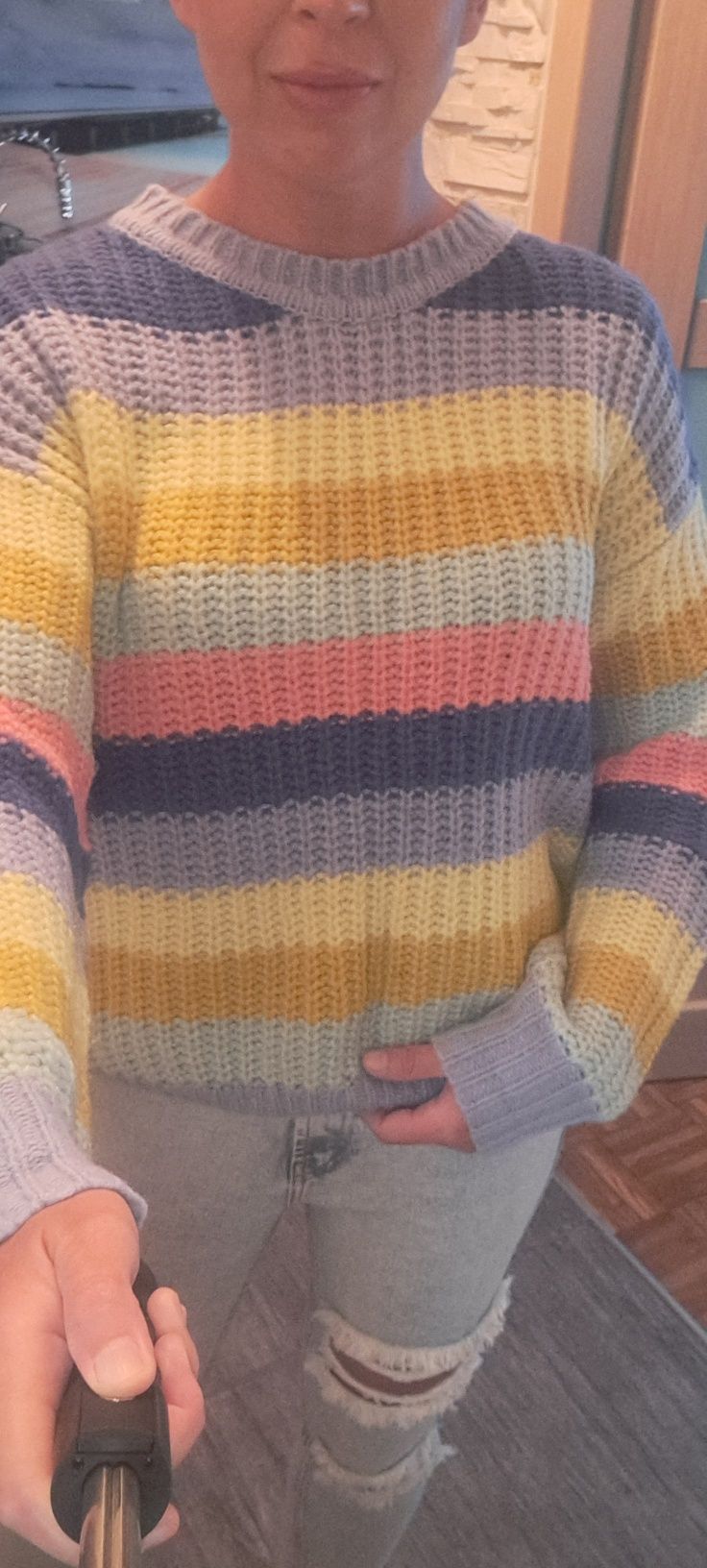 Sweter damski oversize paski S M L