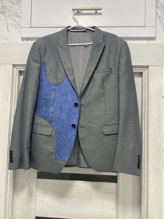 Пиджак с джинсовым корсетом Хенд-Мейд L