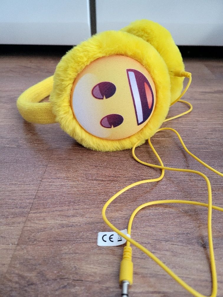 Słuchawki nauszbiki 2w 1 Emoji żółte