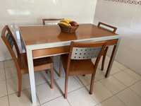 Móveis mesa madeira cerejeira & 4 cadeiras