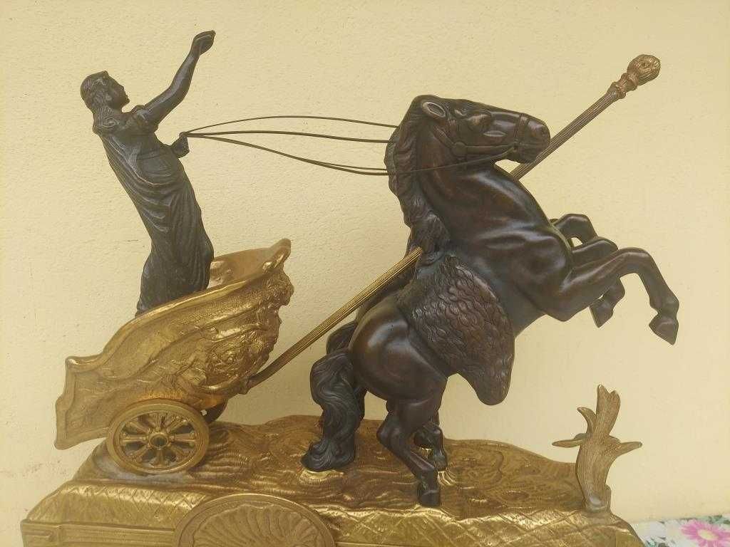Stary zegar kominkowy empire rydwan rzymski olbrzymi nr 18