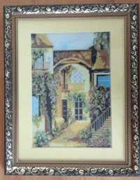 Картина "Старый дворик" (вышивка)