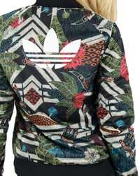 Bluza, kurtka Adidas brazylijski wzór papugi kwiaty NOWA  40 42