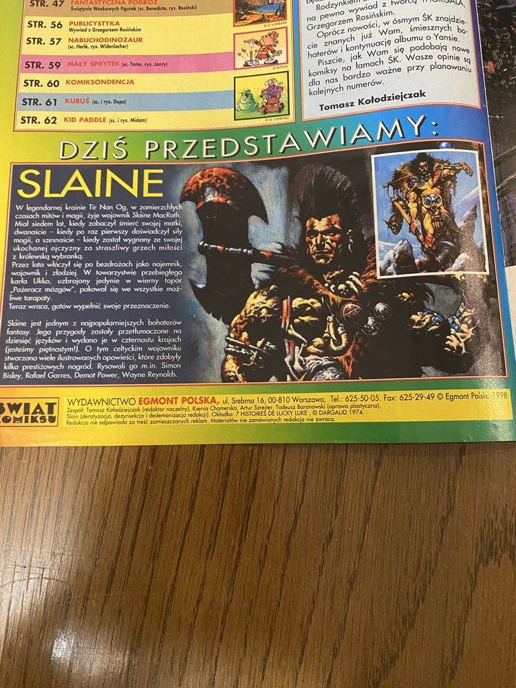 Świat Komiksu 8 ( 8/1998 ) Pulp; Lucky Luke; Slaine Yans; Orient Men