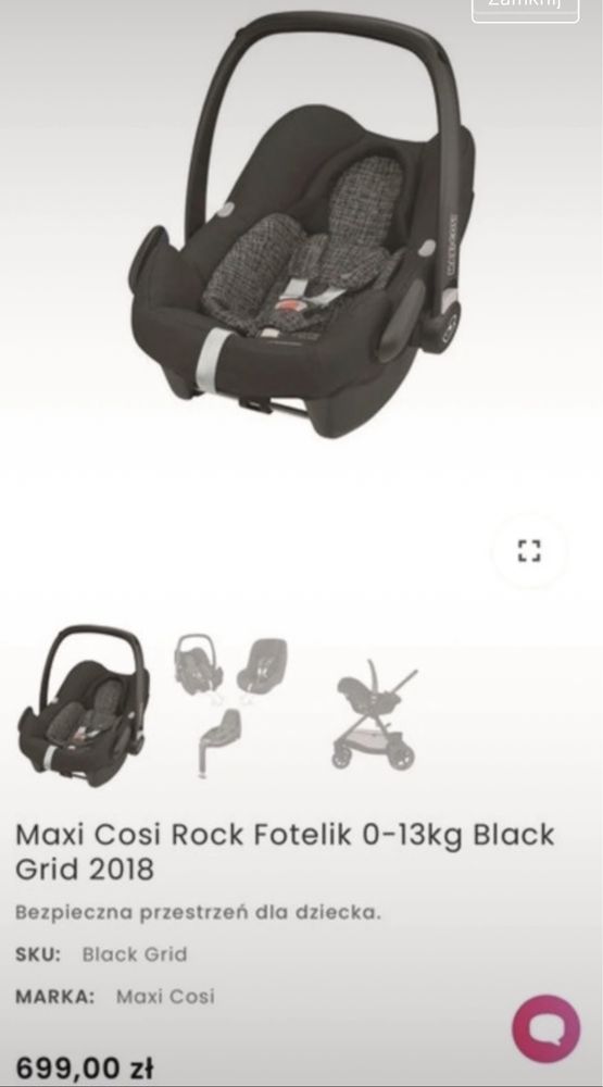 Fotelik nosidełko maxi cosi rock 0-13 kg