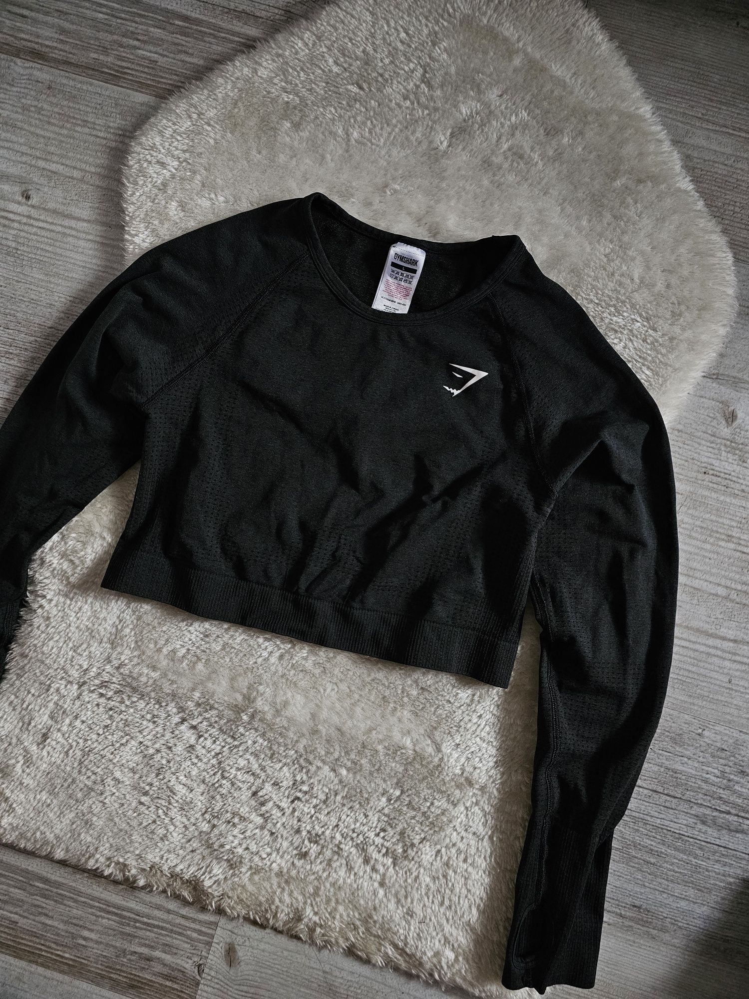 Gymshark Vital Seamless Crop Top Rozmiar L Czarny Long Sleeve Koszulka