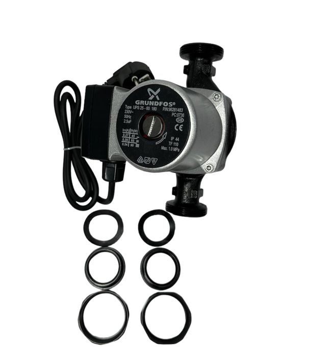 Циркуляционный насос Grundfos 25-60-180 в полной комплектации!
