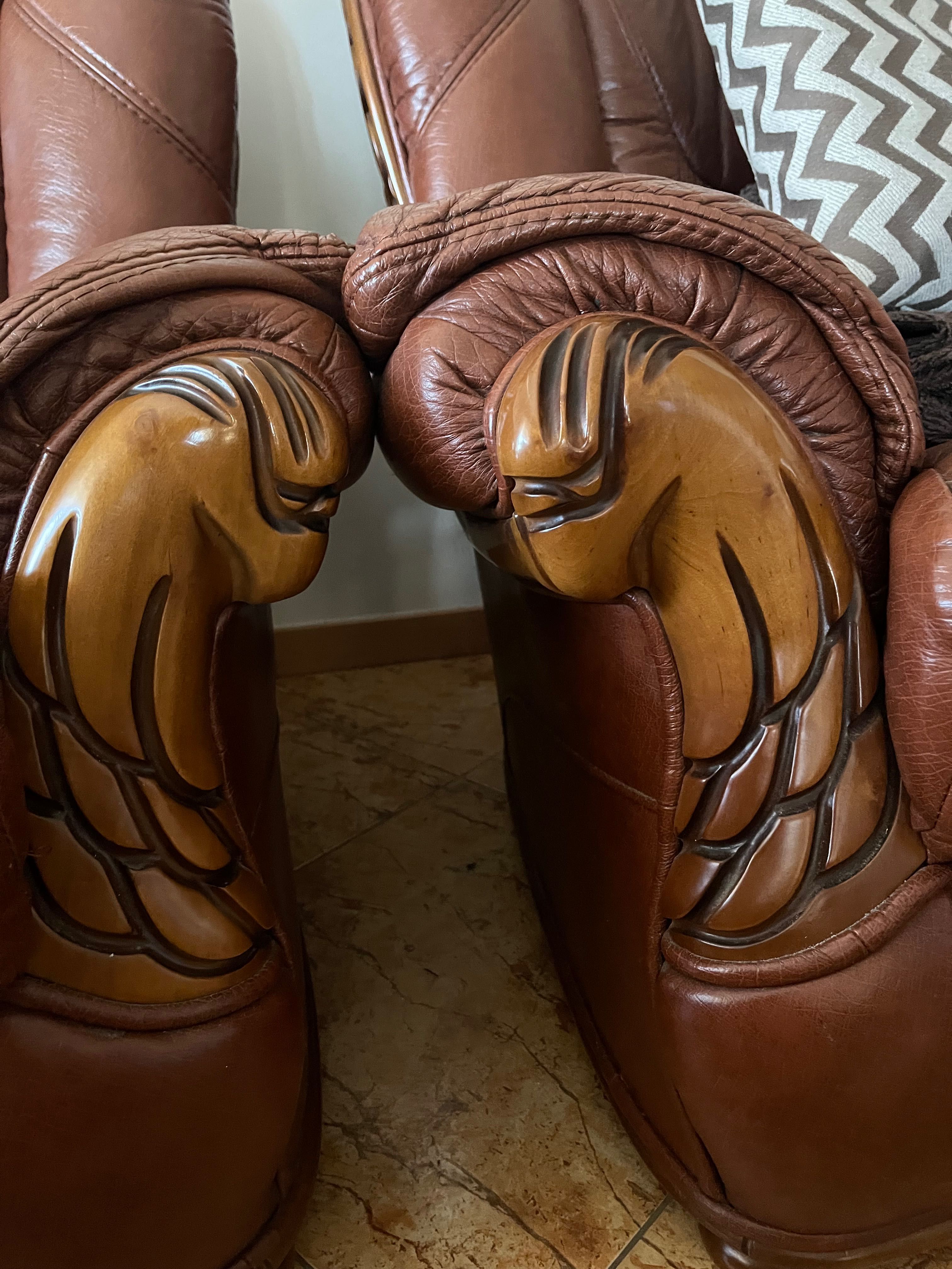 Conjunto de Sofá em Pele Verdadeira