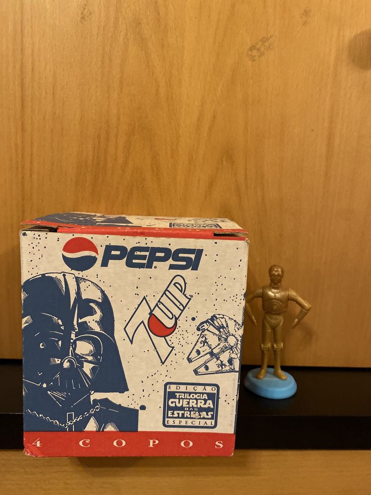 5 copos Star Wars Pepsi Trilogy Special Edition caixa boneco