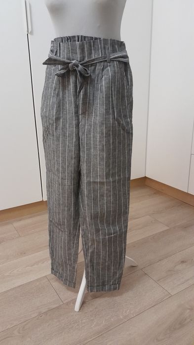 Spodnie z lnem bershka M/38