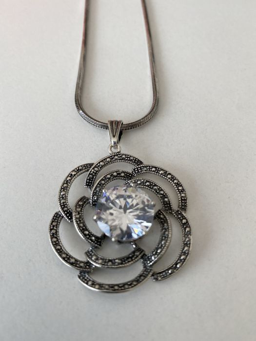 Naszyjnik srebrny z cyrkonią 42 cm