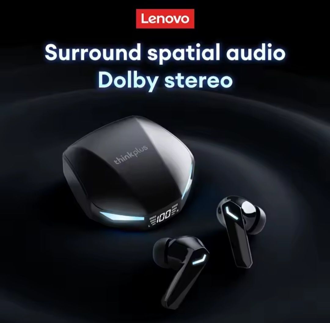 NOWE słuchawki Lenovo GM2 PRO MAX  Bluetooth 5.4  LED | Czarne