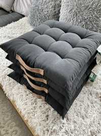 Czarne antracytowe poduszki ogrodowe 40x40 pikowane zestaw komplet