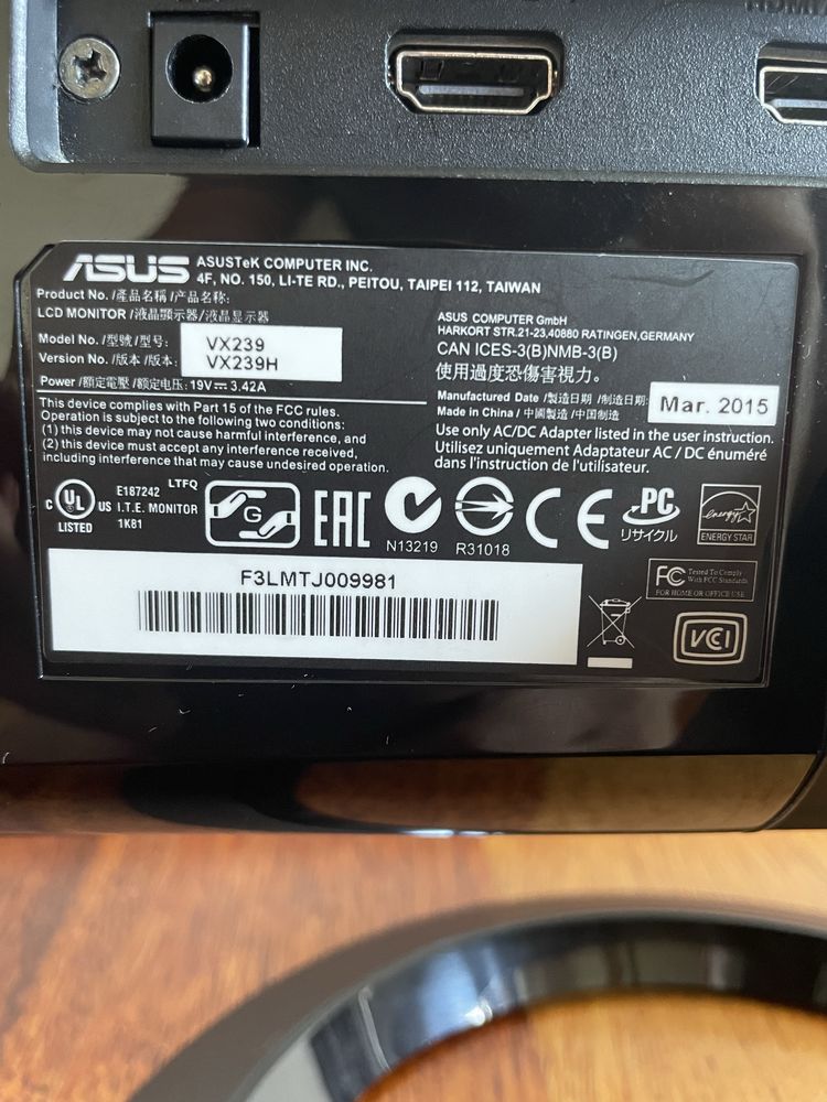 Sprzedam monitor Asus VX239H Czarny