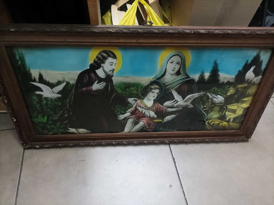 Giovanni stary obraz religijny święta rodzina w oryginalnej ramie