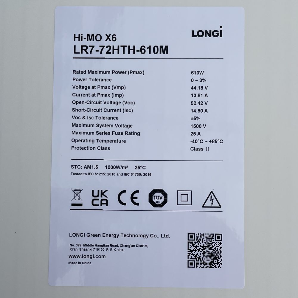Сонячні панелі Longi Solar 610W LR7-72HTH-610M Hi-MO X6 Max