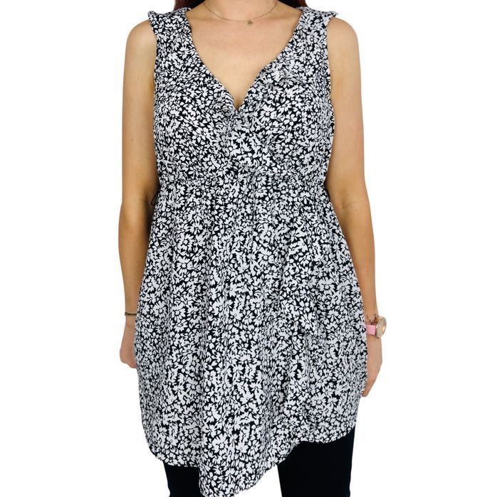 Czarno-biała ciążowa tunika w drobny wzór M 38