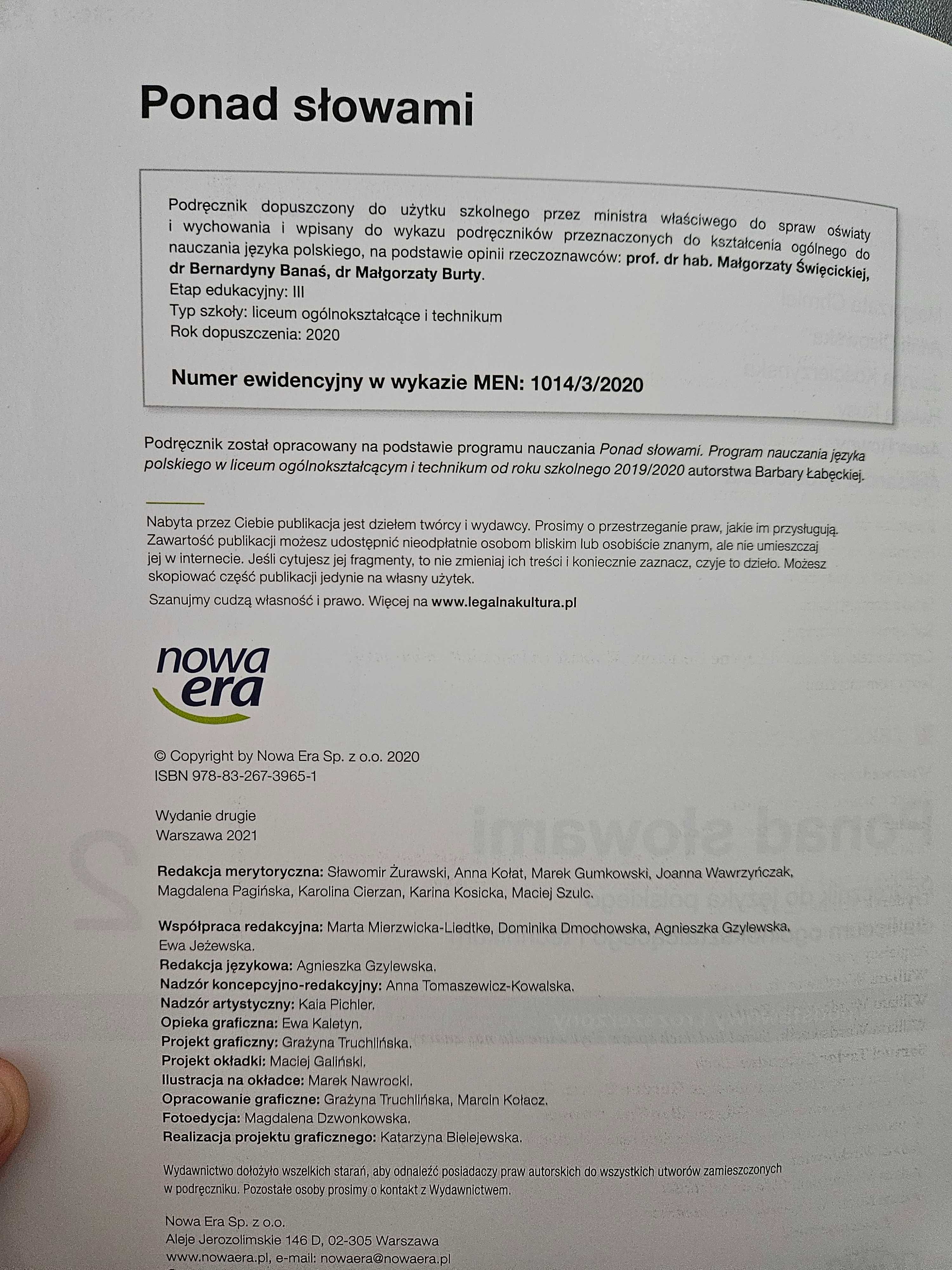 Ponad Słowami 2 cz. 1 i 2 - Podręcznik do j.polskiego, Nowa Era