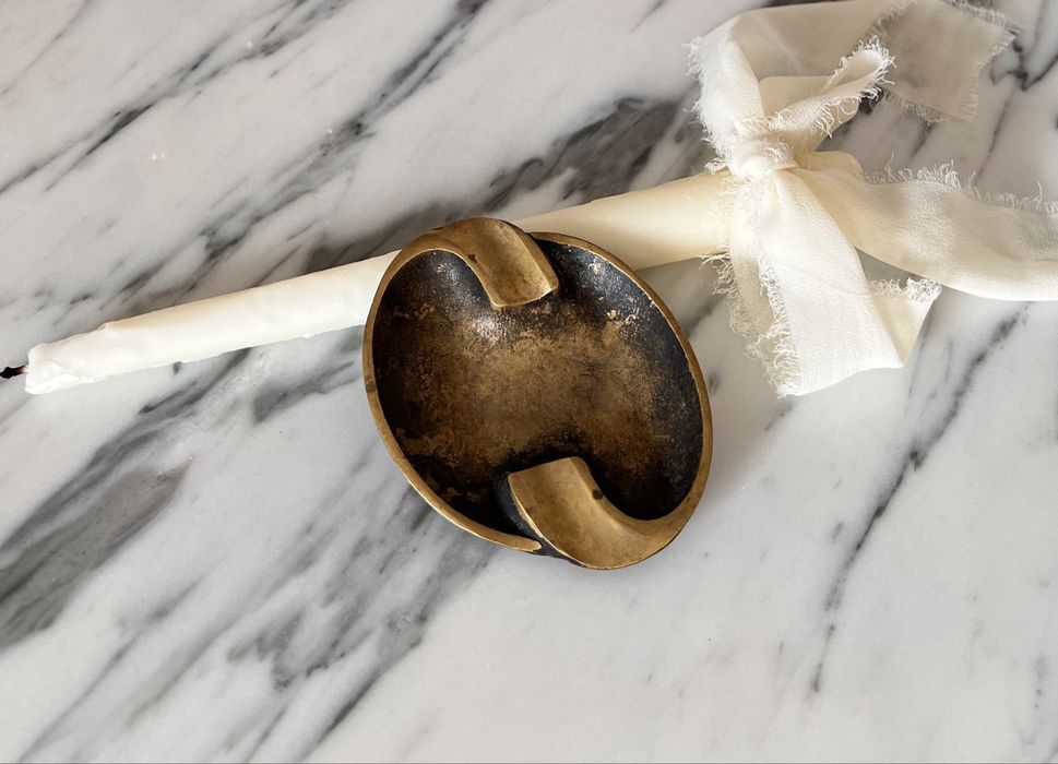 Paterka popielnica świecznik z brązu brąz brutalizm Franz Hagenauer