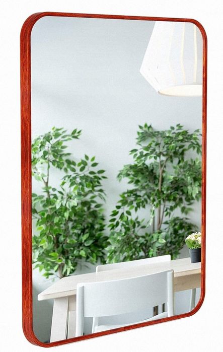Lustro ścienne prostokątne 60x90 cm klasyczne czerwona rama