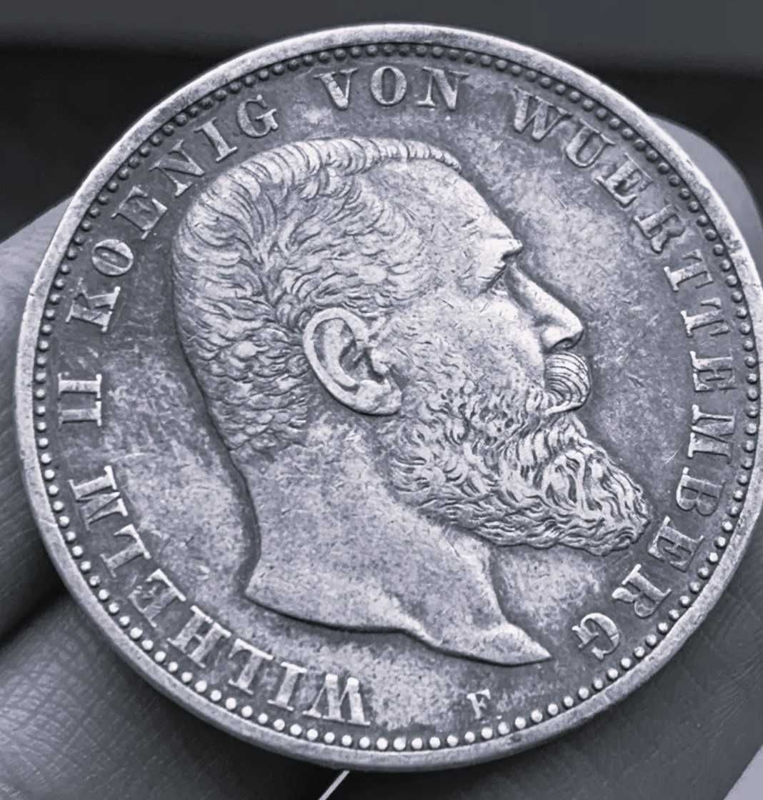 WILHELM II  KOENIG srebro 900/1000  moneta z r. 1902
