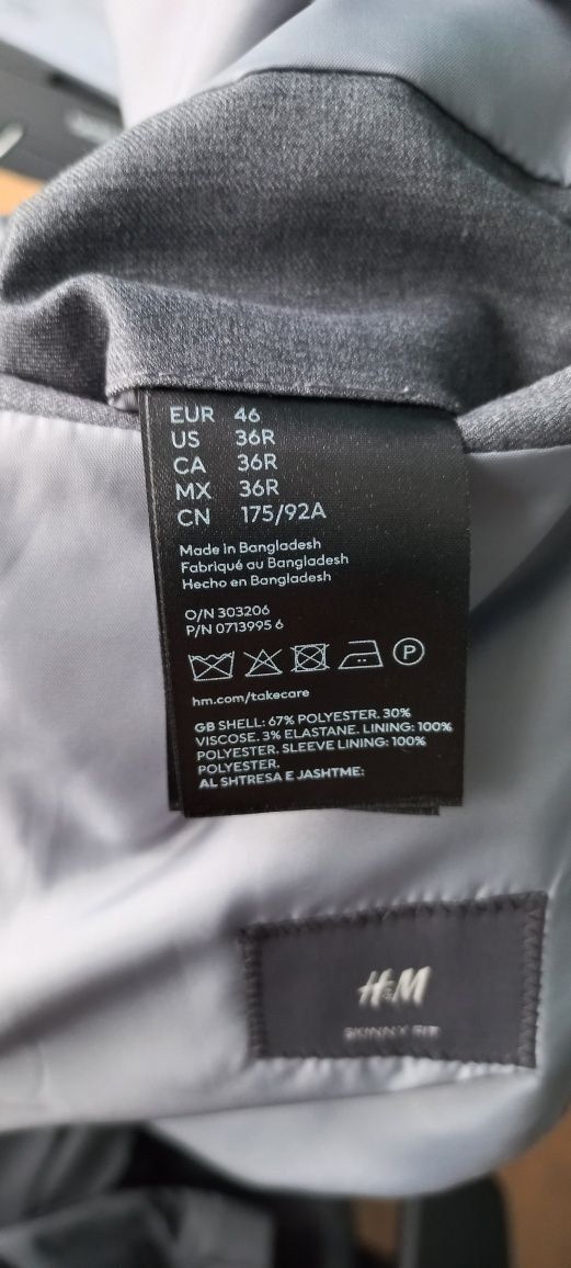 marynarka + spodnie garniturowe H&M na szczupłego mężczyznę 175-180