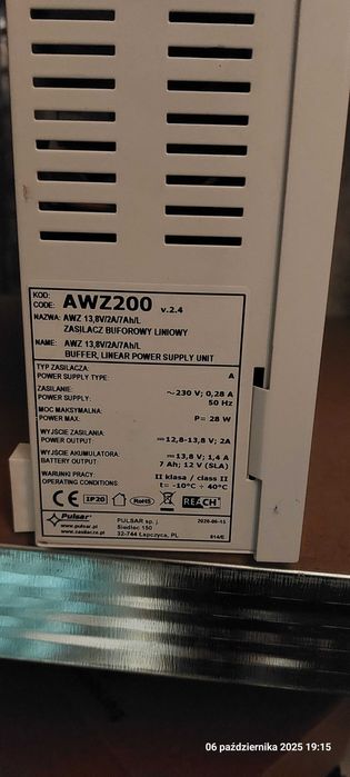 Zasilacz buforowy  liniowy PULSAR AWZ200 AWZ 13,8V/2A/7Ah/L