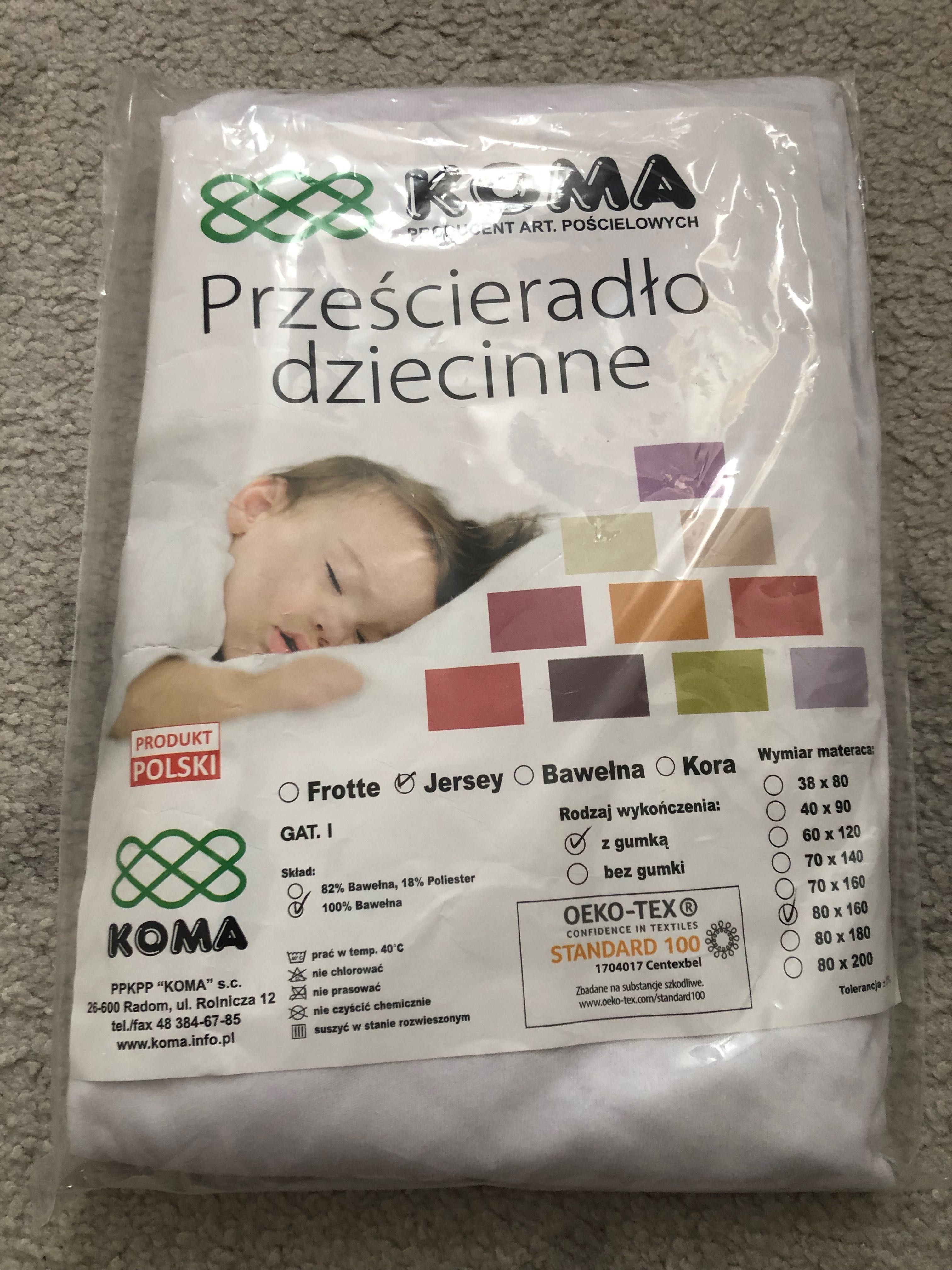 Nowe przesciaradlo białe z gumka