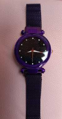 Zegarek fioletowy galaktyka bransoleta kosmiczny magnetyczny