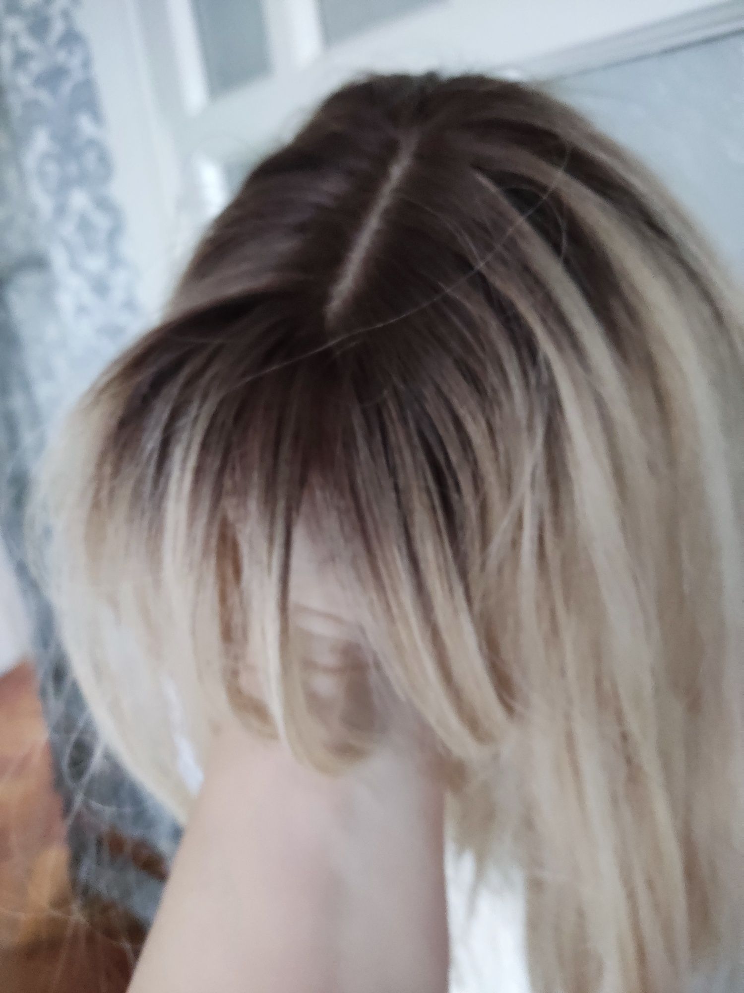 Włosy naturalne półperuka duży topper uzupełnienie blond z odrostem