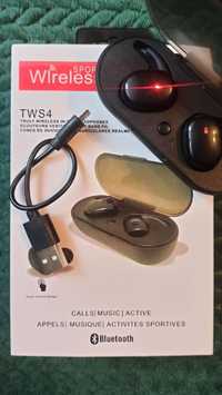 Наушники беспроводные черные " TWS4" (wireless sport V5.0) Bluetooth