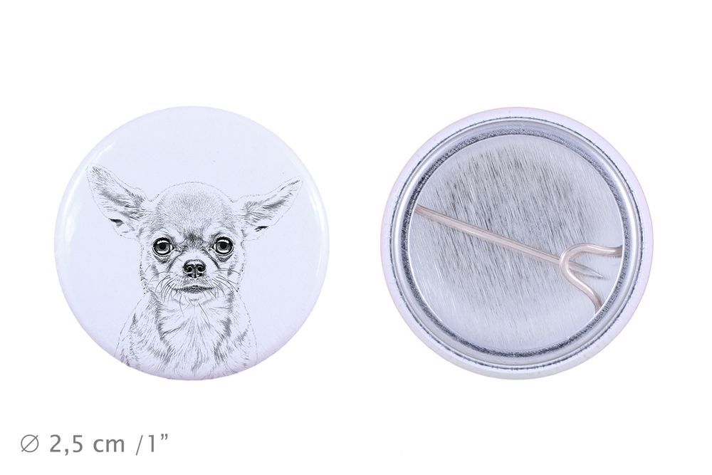 Chihuahua długowłosy przypinka z psem mała Art-Dog