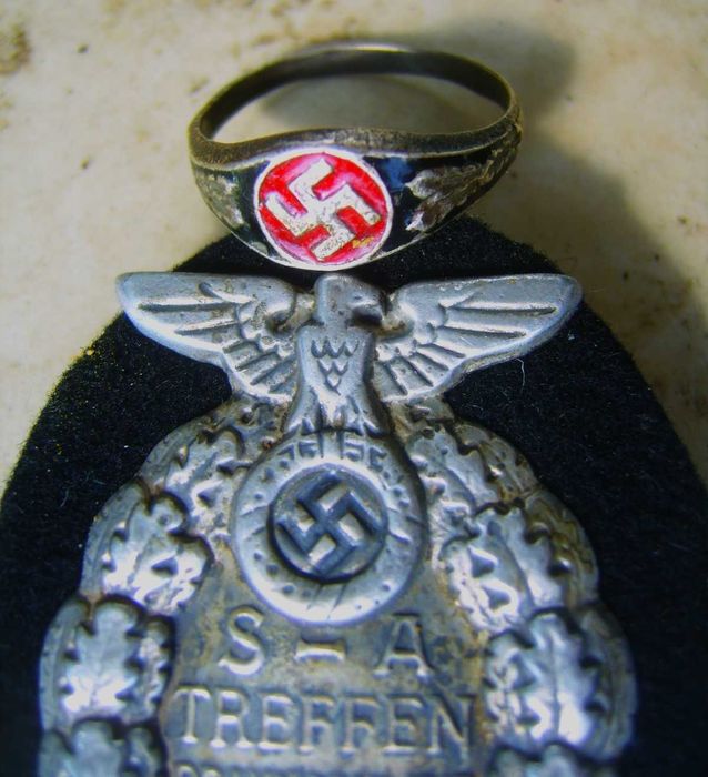 Srebrny Sygnet 3 Rzesza 1936r+ Odznaka SA 1931 r z Berlina
