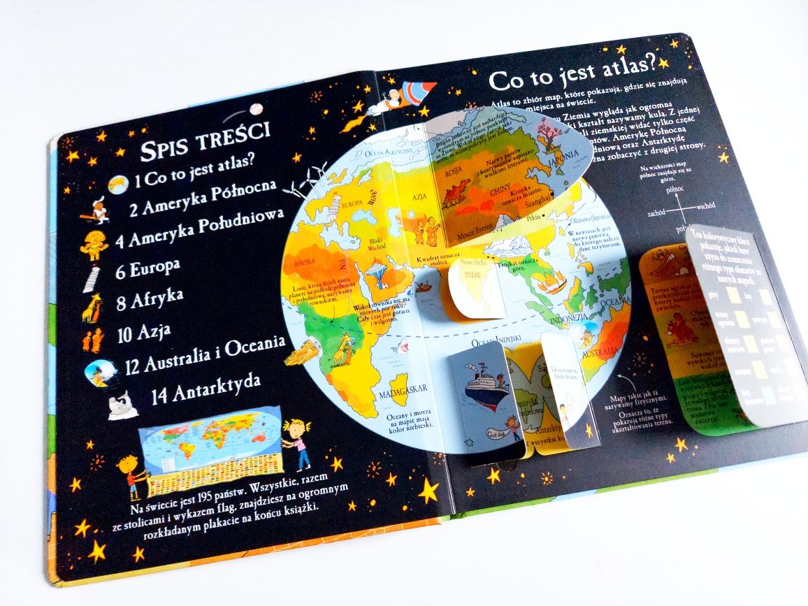 Książka z okienkami atlas obrazkowy geografia świat