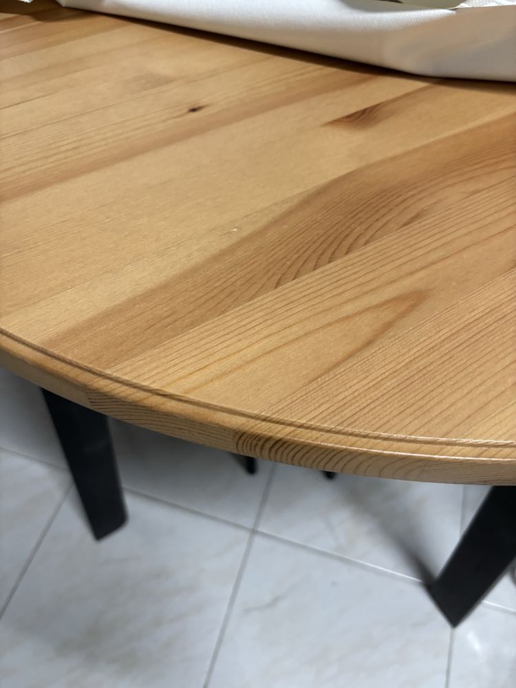 Mesa  jantar redonda carvalho natural/ preto 105cm