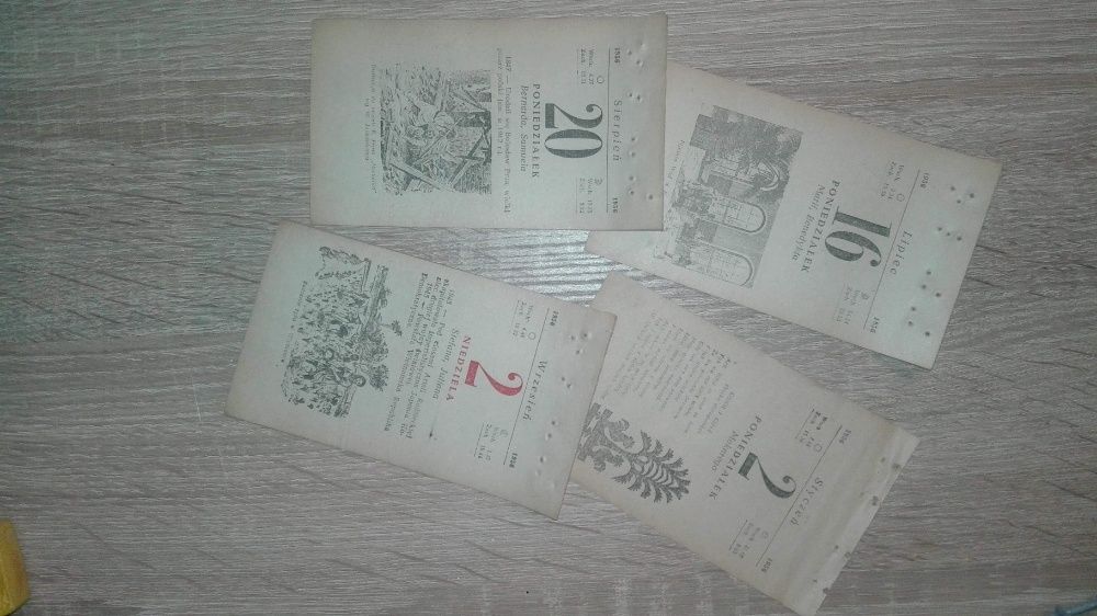 1956 rok kartki z kalendarza zdzieraka kartka z kalendarza oryginał