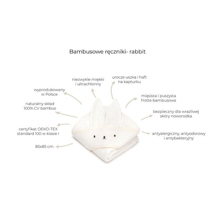 Bambusowy ręcznik rabbit powder pink - My Memi
