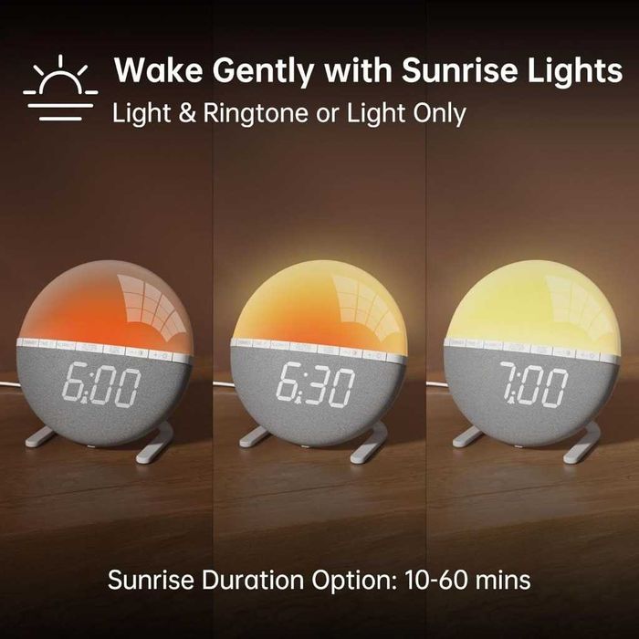Wake-up light alarm zegar budzik głośnik usb symulacja wschodu słońca