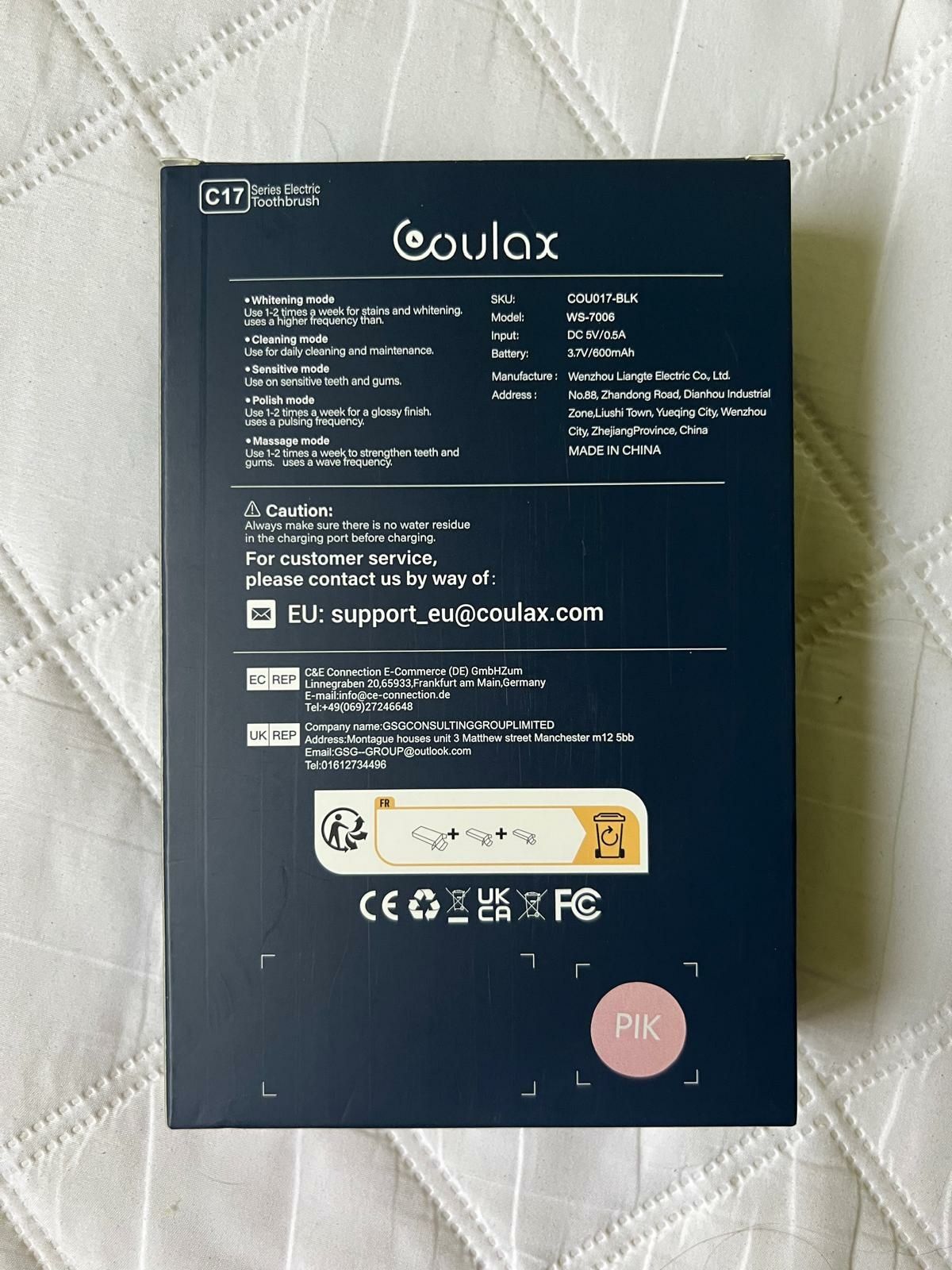 Coulax C17 elektryczna szczoteczka różowa