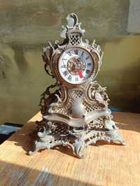 Stary zegar kominkowy mosiężny antyk zabytek w stylu Boulle