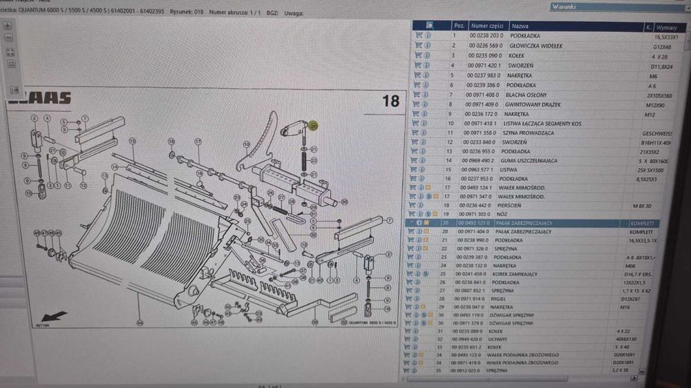 Części Używane zabezpieczenie noży CLAAS,QUANTUM,KAWECO