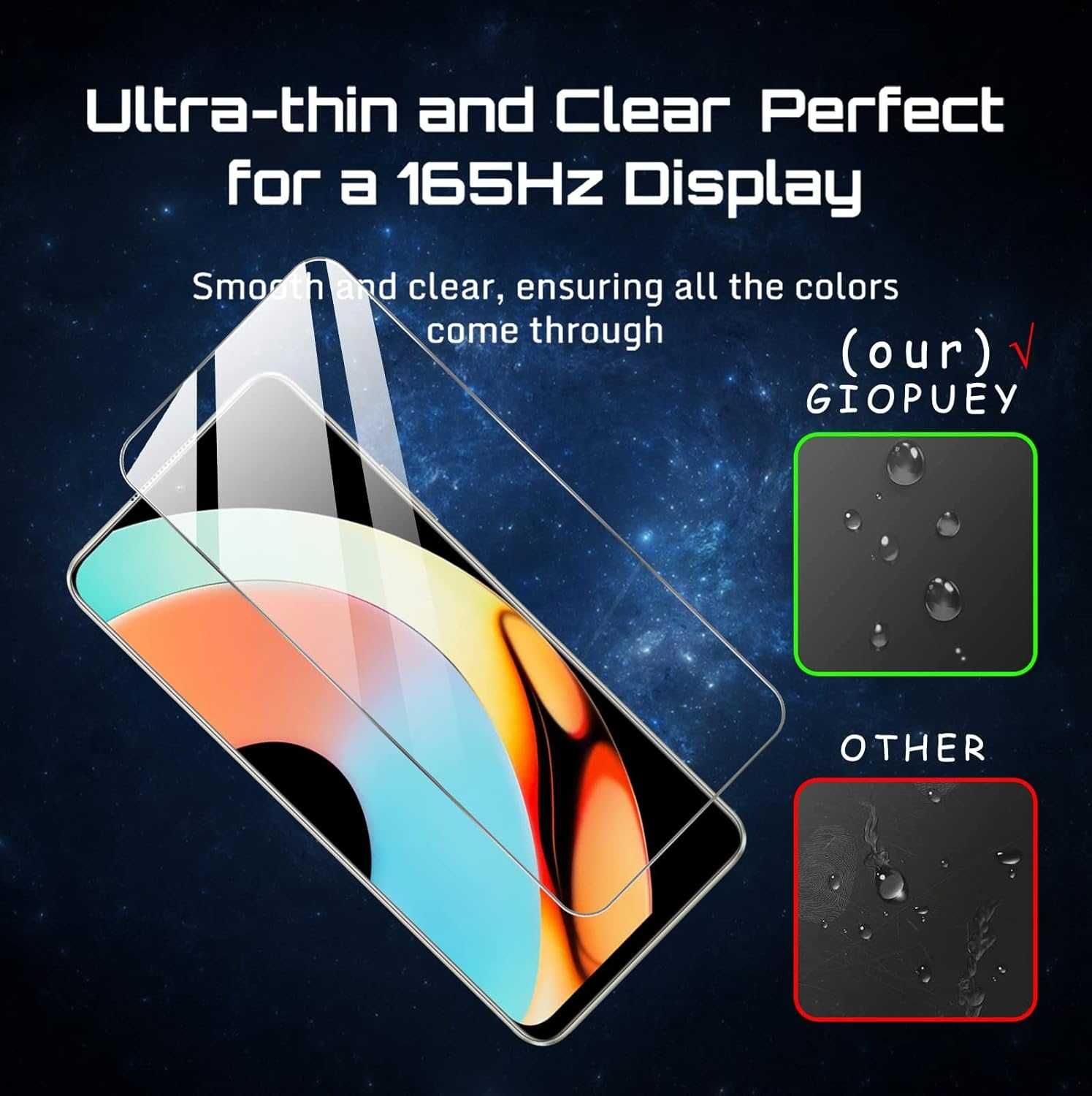 GIOPUEY 4x szkło ochronne hartowane kompatybilne z REALME 10 PRO