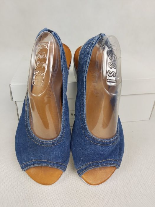 Sandały SERGIO BARDI jeansowe dżins niebieskie 37 platforma