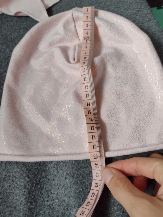 Czapeczka z chustką wiosenno-jesienna 5.10.15 roz48-50 jasno różowa