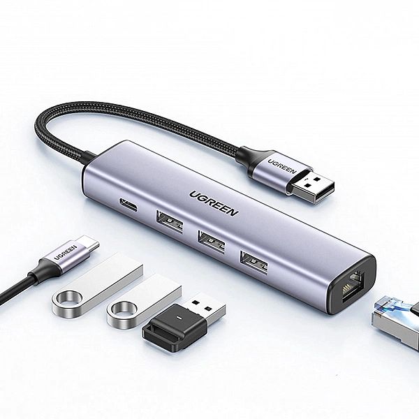 Ugreen wielofunkcyjny adapter HUB USB 3.0 - 3 x USB / Ethernet RJ-45 /