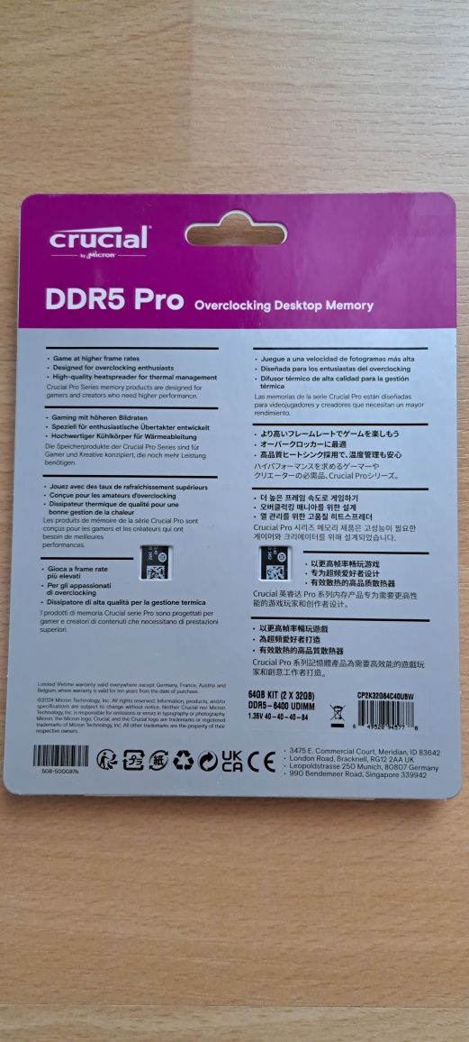 Crucial DDR5 64GB 6400 MT/S CL40