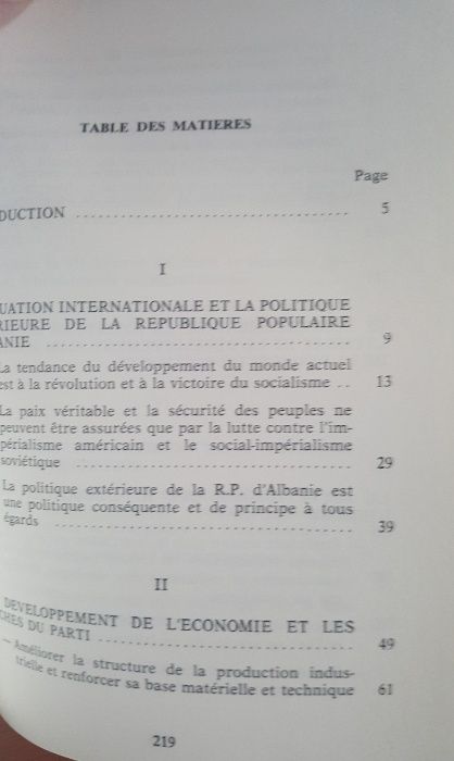 Enver Hoxha - Rapport d'activité du Comité Central du Parti du Travail