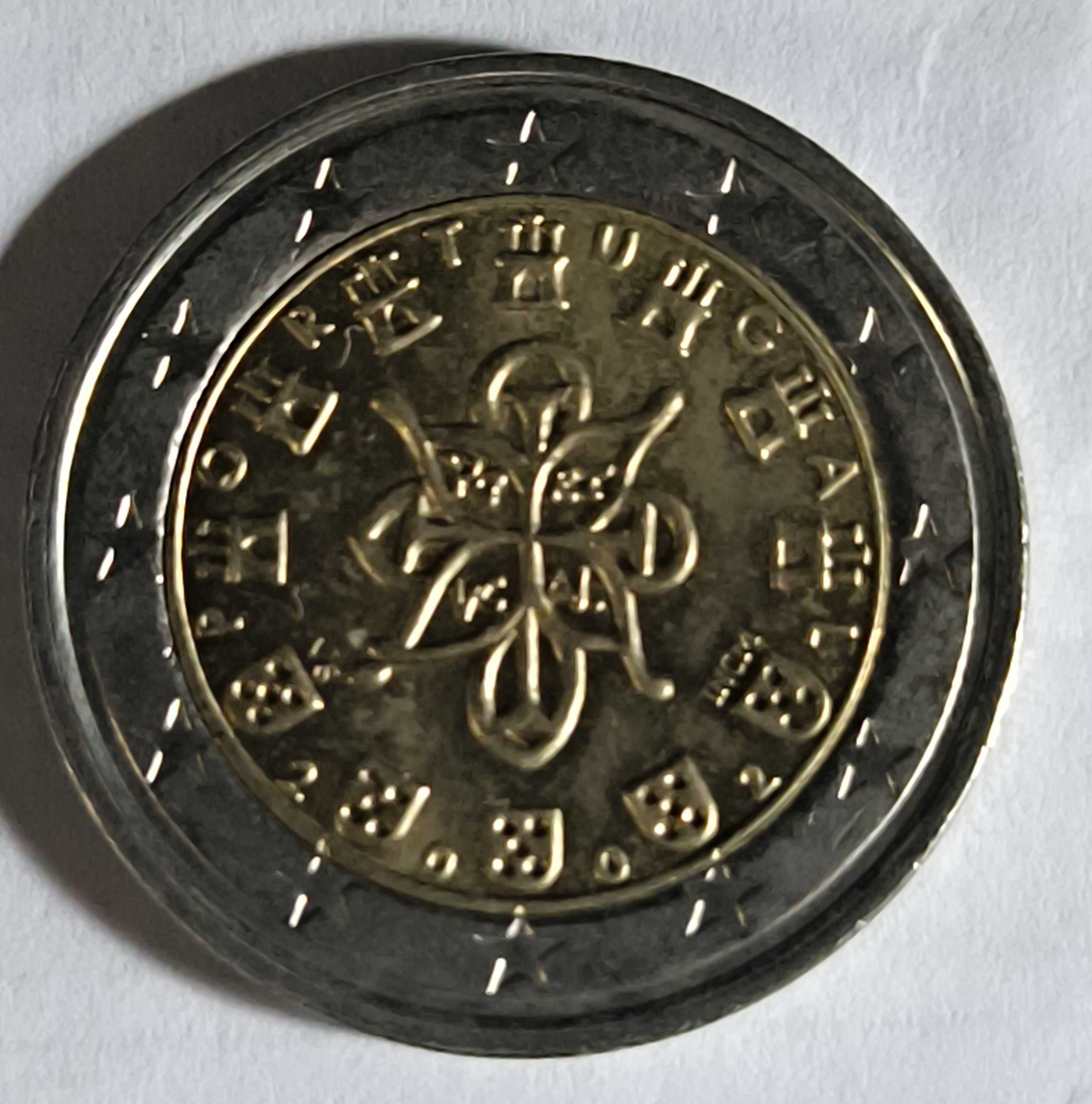 Moeda linda rarissima de 2 euros de Portugal com erro de cunhagem