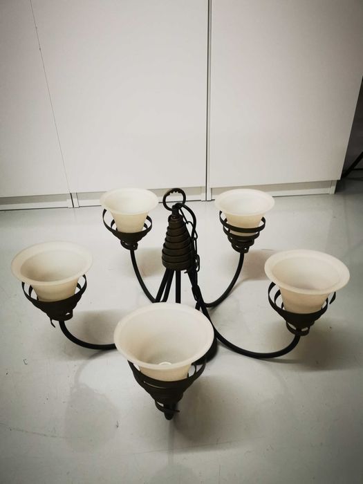 Candeeiro Sala - Ferro forjado - 5 luminárias