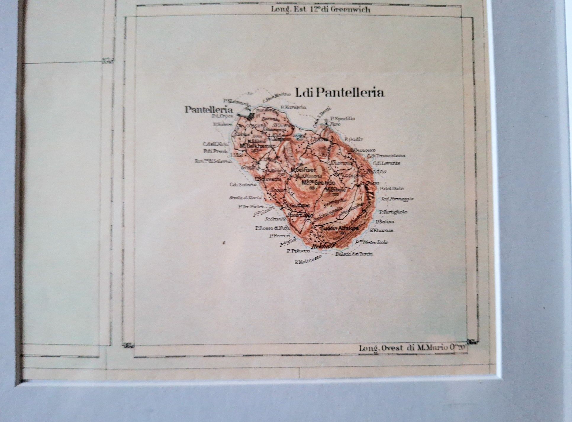 Ładnie, stylowo oprawiona stara mapa L.di Pantelleria (Włochy)